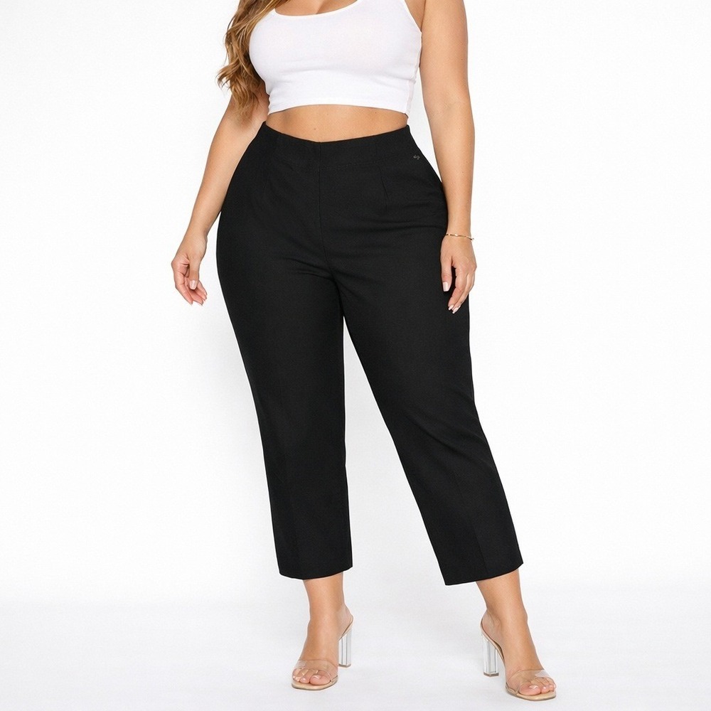 Tribal Ava Pull On Straight Cropped Pant Women 14P Black NWT